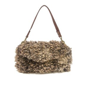 Brown felted wool handbag with cork strap, WoolBorne Signature Cloud No. 002